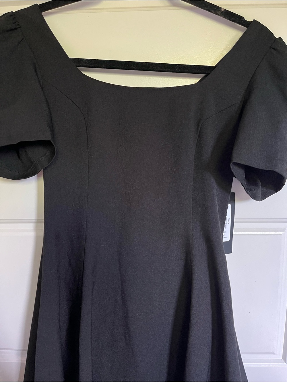 bebe Black Square-Neck Puff-Sleeve Mini Dress - Picture 4 of 8